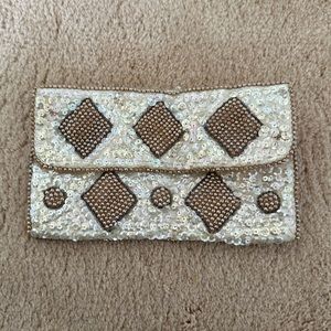 Vintage Hand Beaded Mini Pouch Purse Finger Clutch - Art Deco